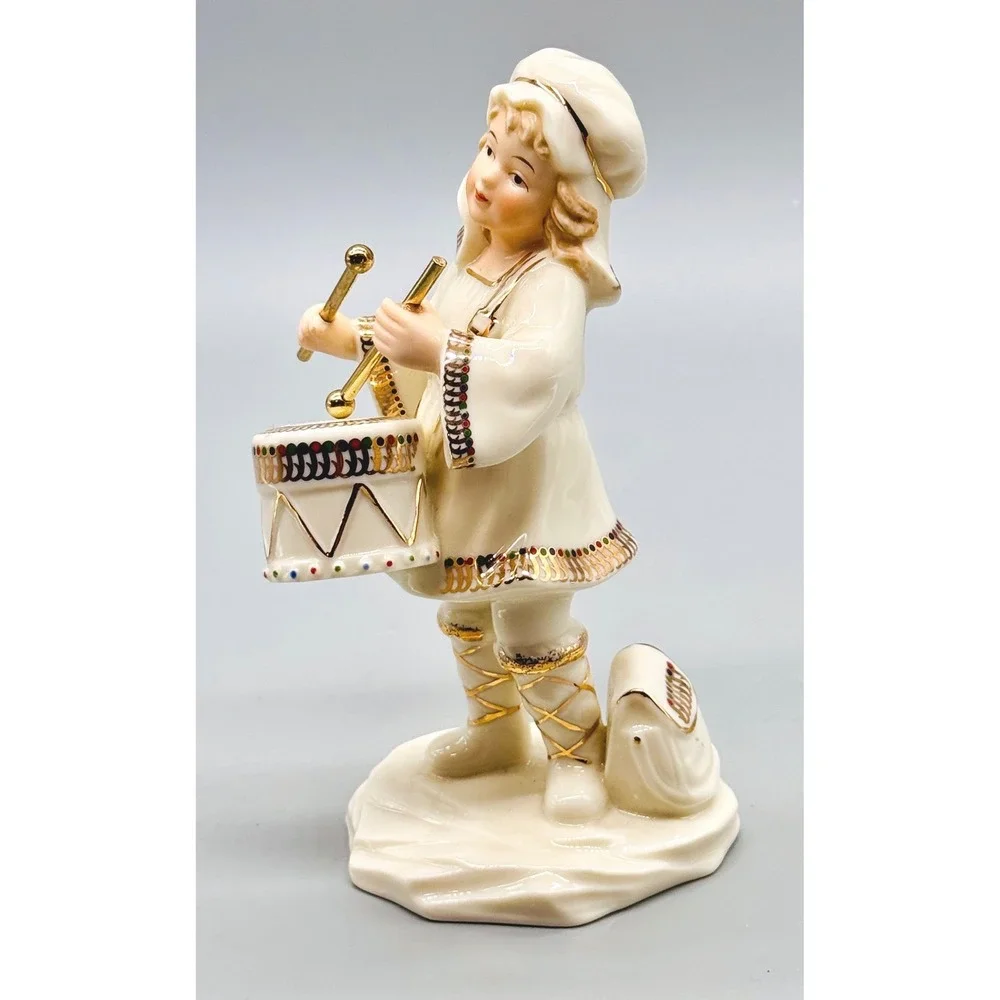 Jade Porcelain‎ Little Drummer Boy Cream Gold Trim Hand Painted Accents Bon Ton